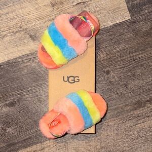 UGG Multicolor Fluffy Slides